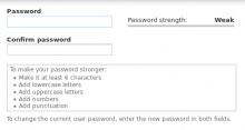 The default Drupal 7 password form